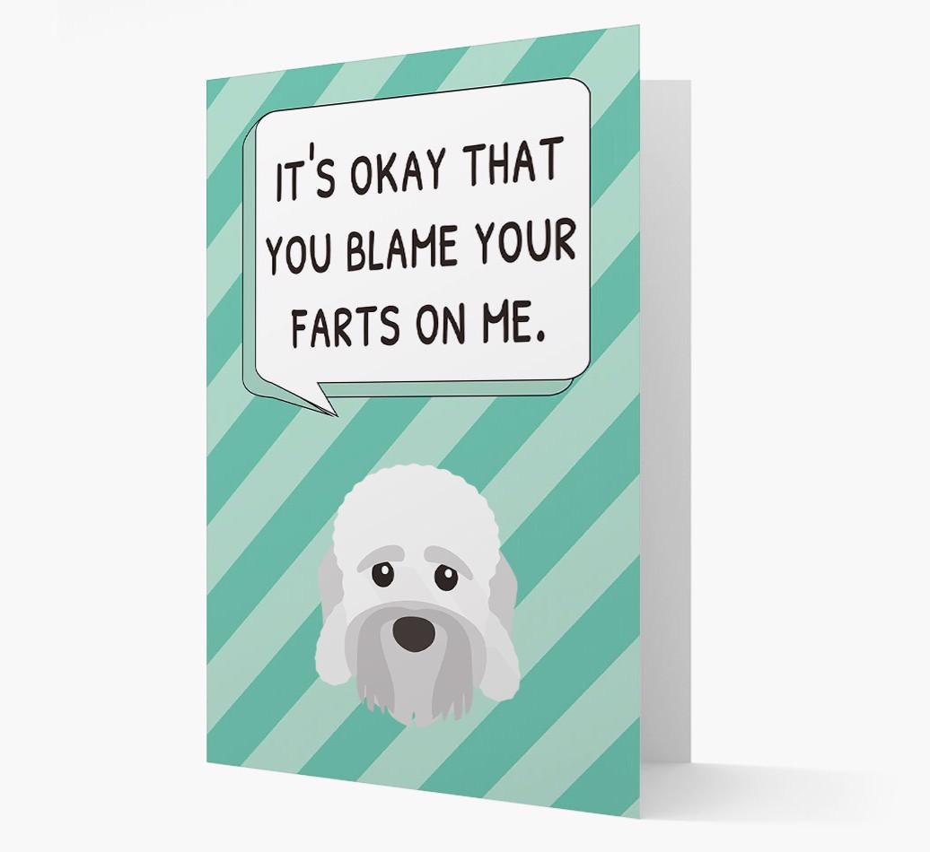 'Blame Your Farts on Me' Card with {breedFullName} Icon