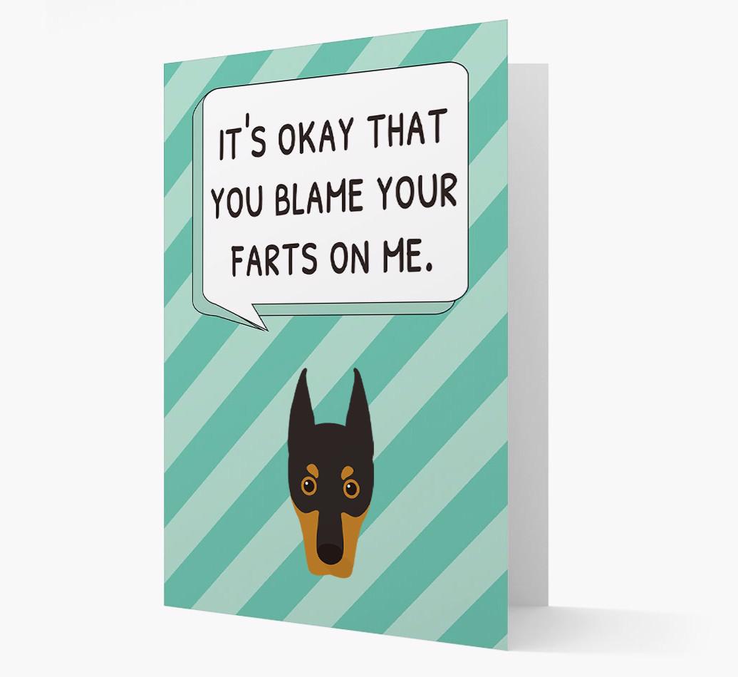 'Blame Your Farts on Me' Card with {breedFullName} Icon