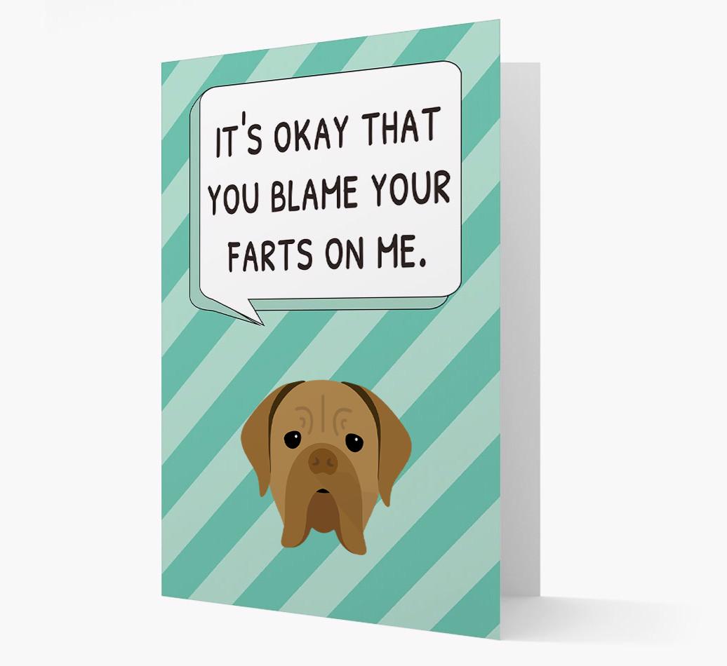 'Blame Your Farts on Me' Card with {breedFullName} Icon