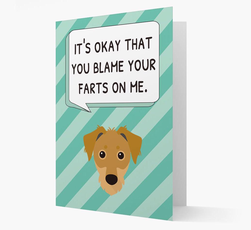 'Blame Your Farts on Me' Card with {breedFullName} Icon
