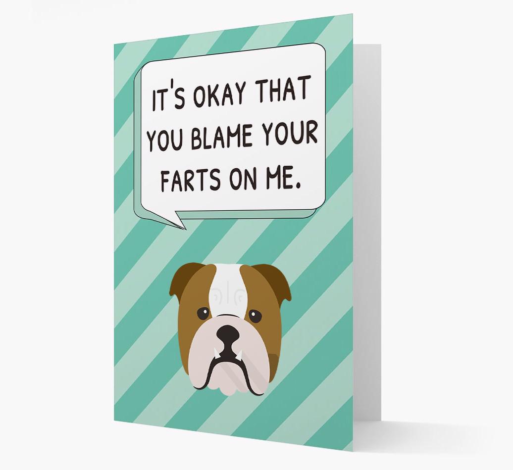 'Blame Your Farts on Me' Card with {breedFullName} Icon