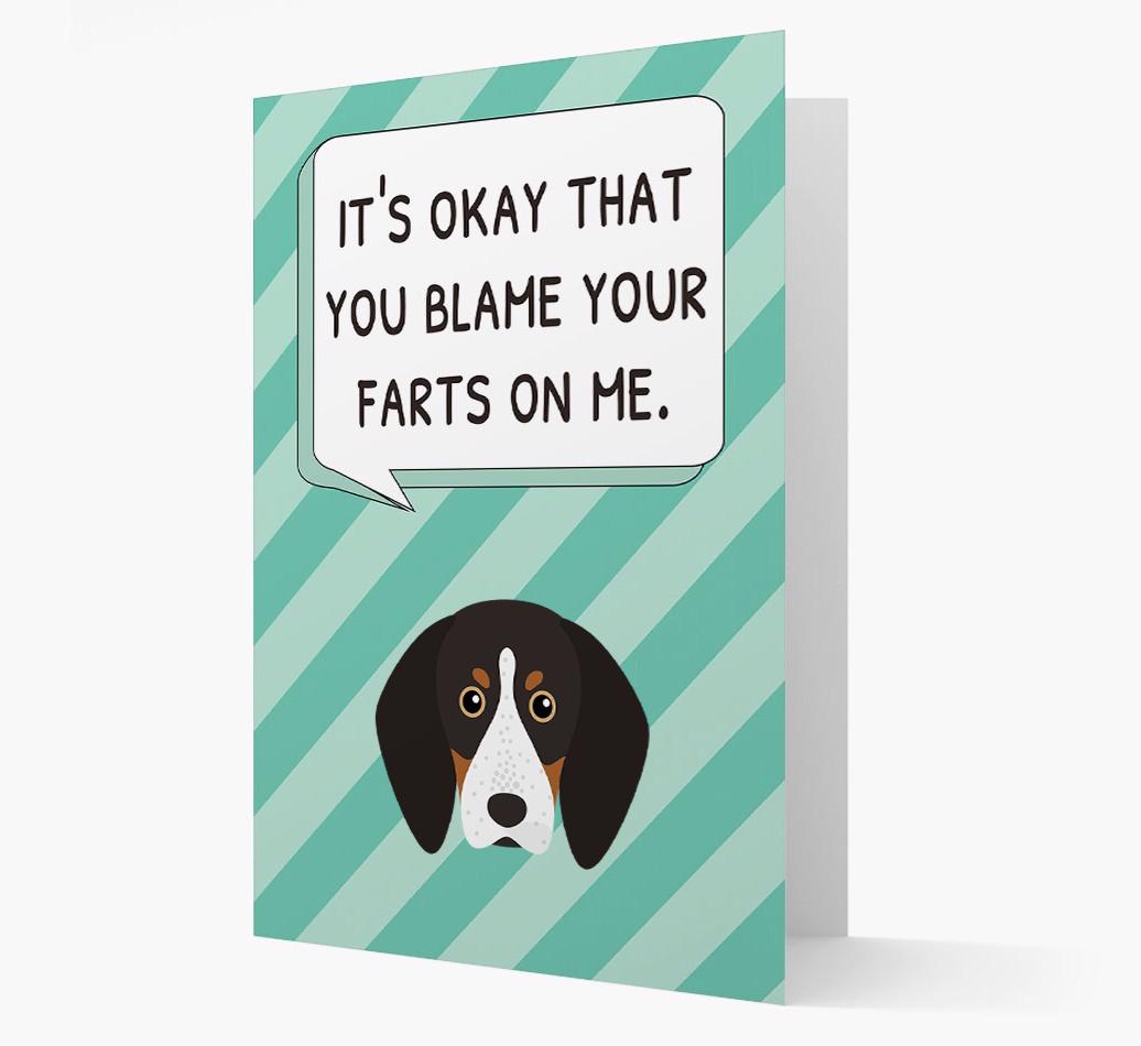 'Blame Your Farts on Me' Card with {breedFullName} Icon