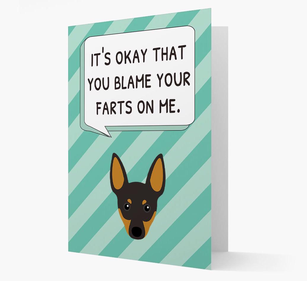 'Blame Your Farts on Me' Card with {breedFullName} Icon