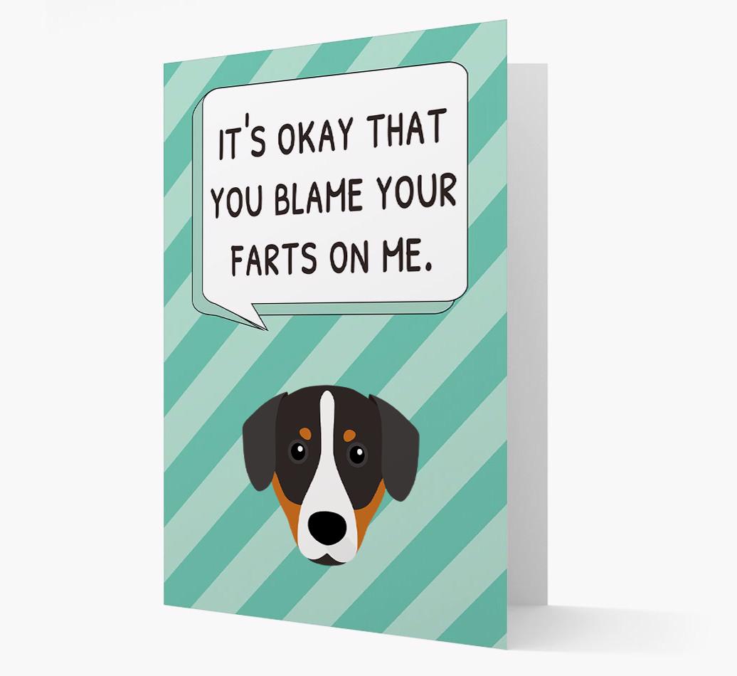 'Blame Your Farts on Me' Card with {breedFullName} Icon