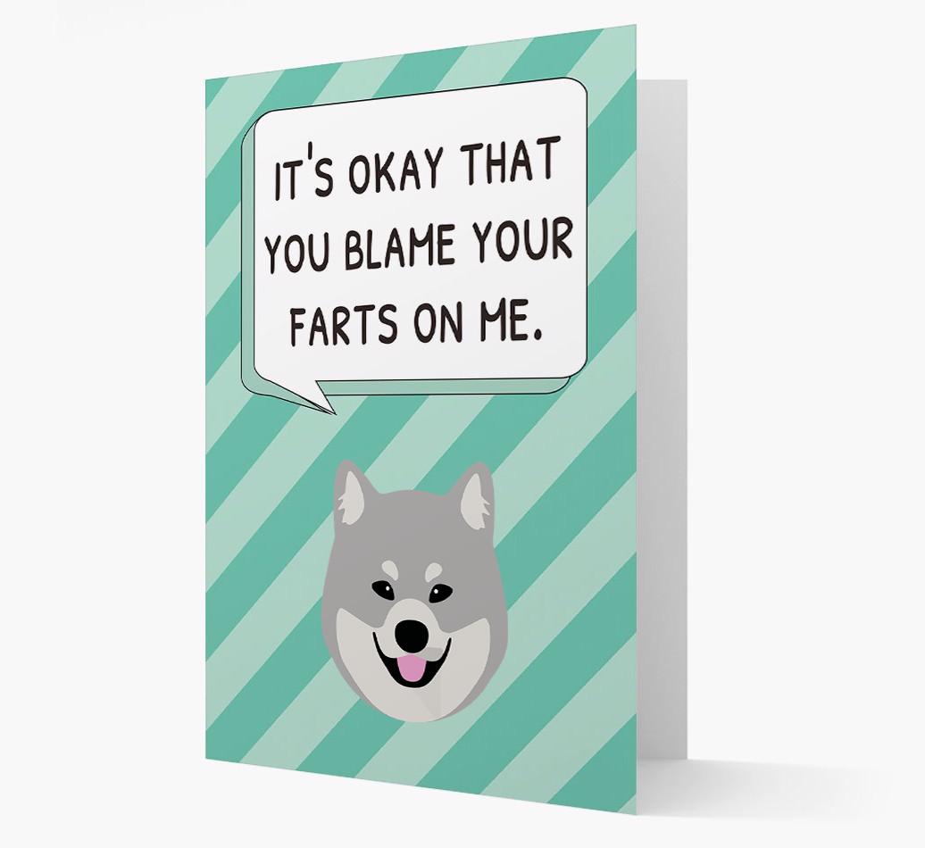 'Blame Your Farts on Me' Card with {breedFullName} Icon