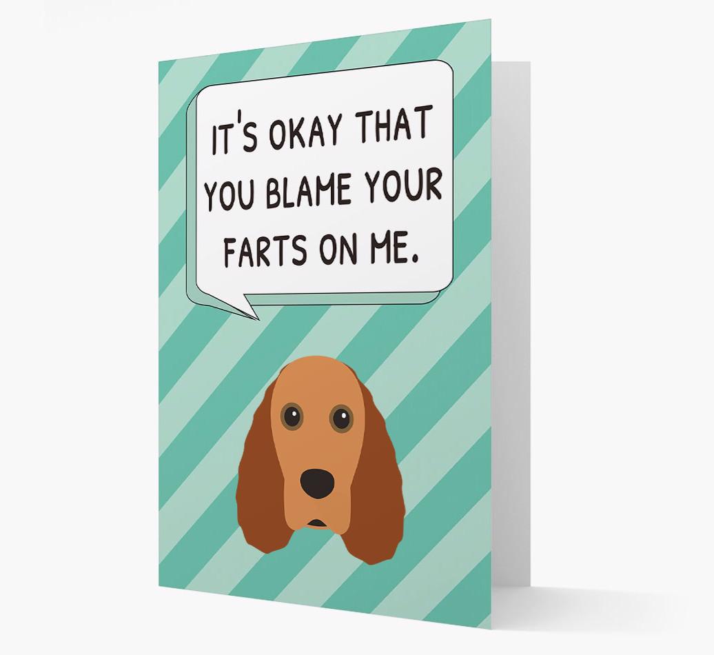 'Blame Your Farts on Me' Card with {breedFullName} Icon