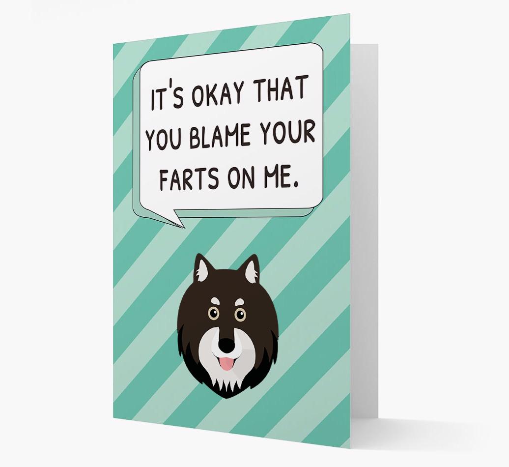 'Blame Your Farts on Me' Card with {breedFullName} Icon