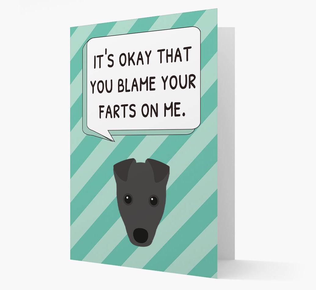 'Blame Your Farts on Me' Card with {breedFullName} Icon