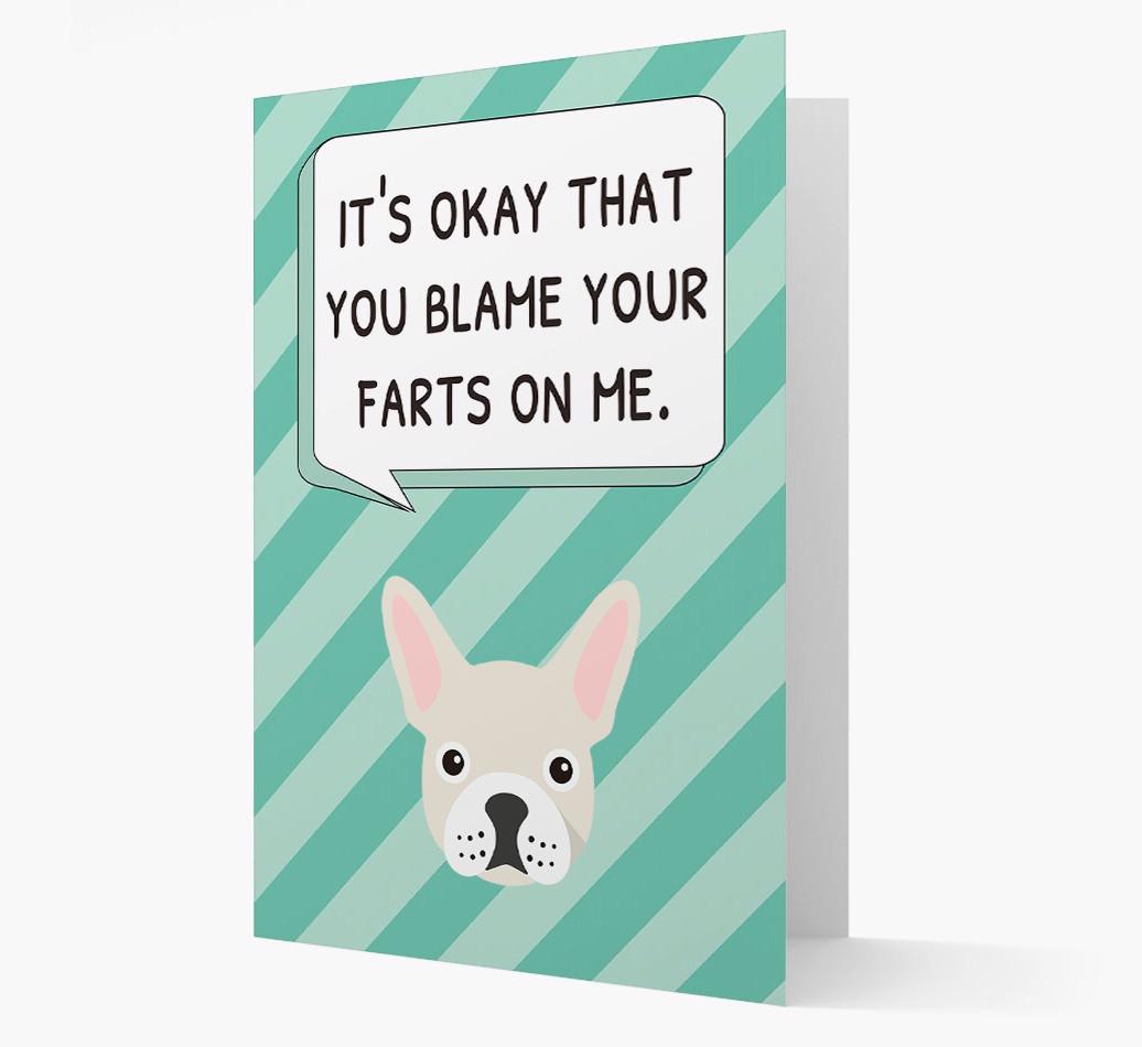 'Blame Your Farts on Me' Card with {breedFullName} Icon