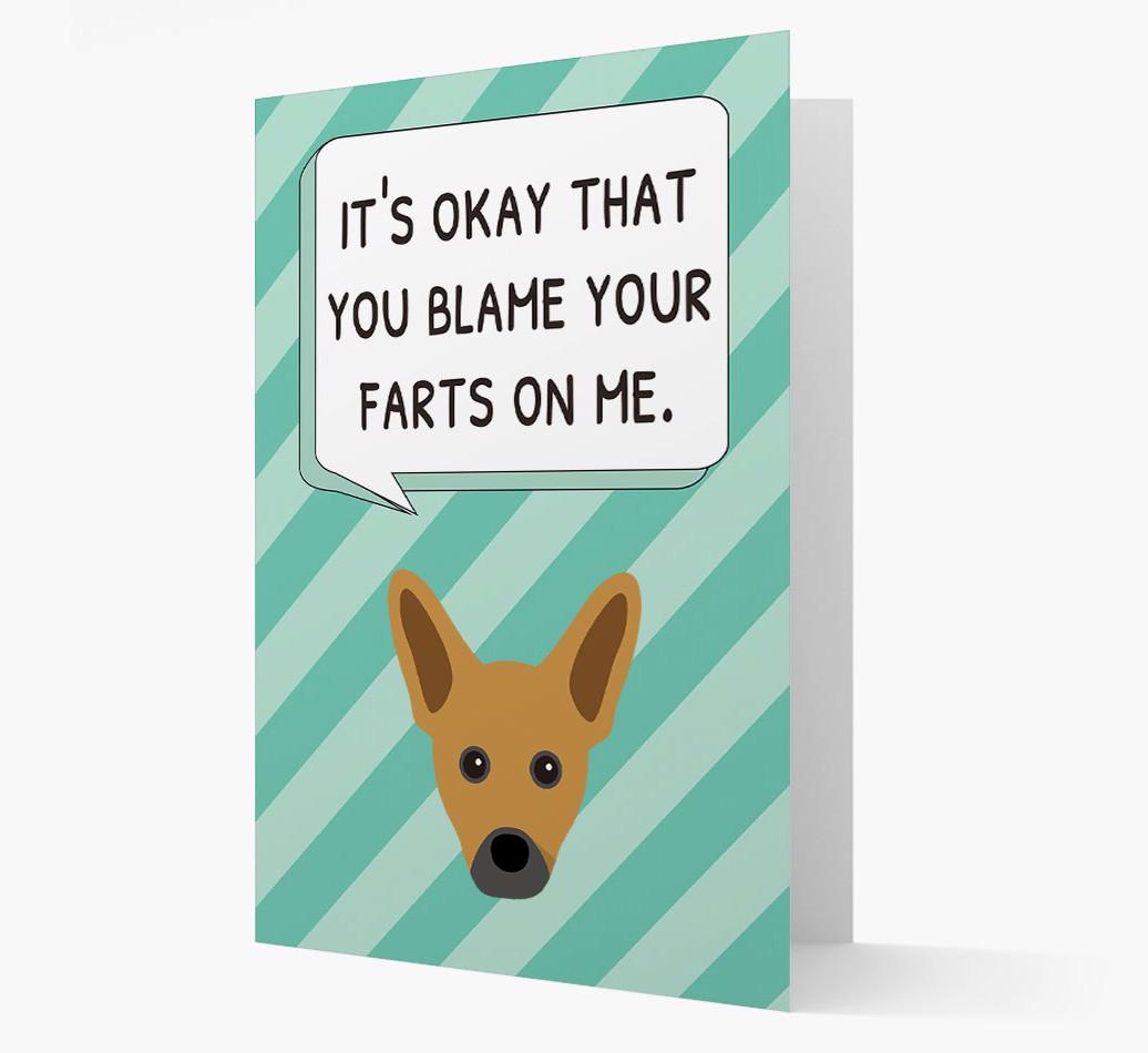 'Blame Your Farts on Me' Card with {breedFullName} Icon