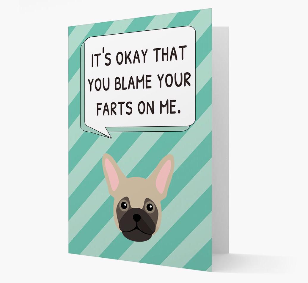 'Blame Your Farts on Me' Card with {breedFullName} Icon