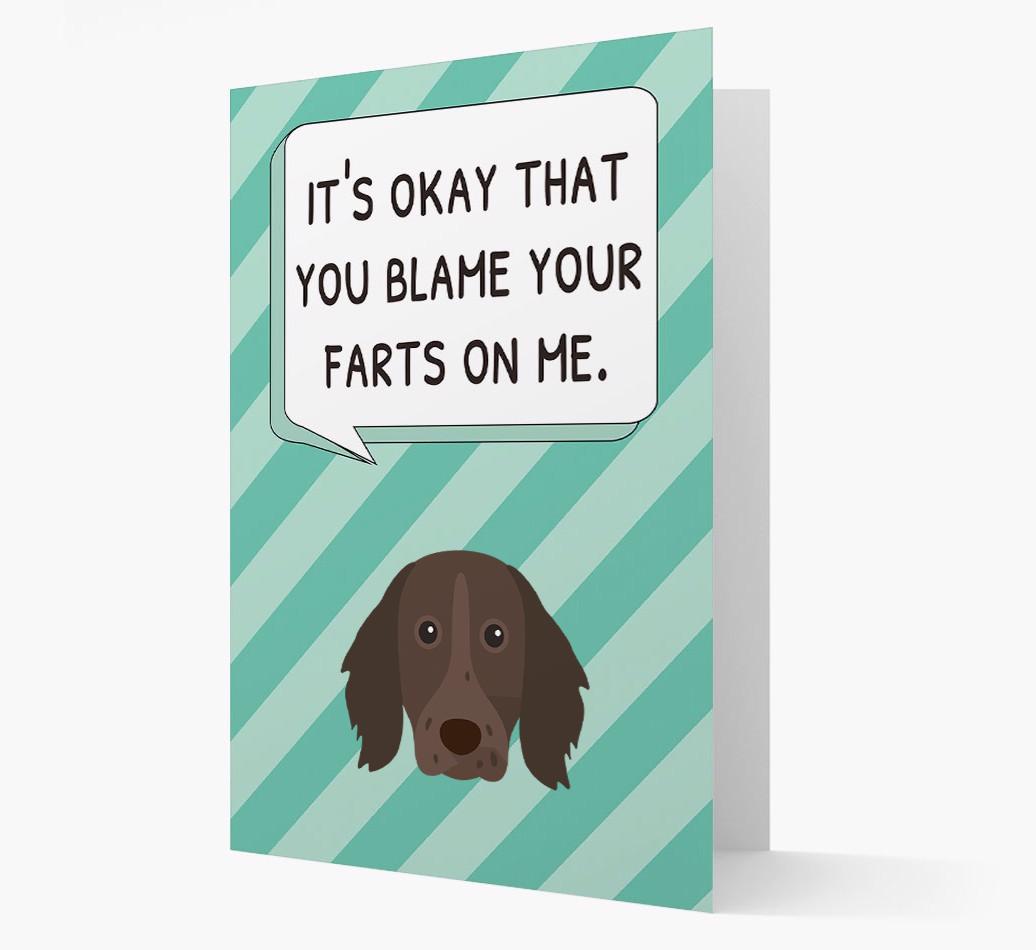 'Blame Your Farts on Me' Card with {breedFullName} Icon