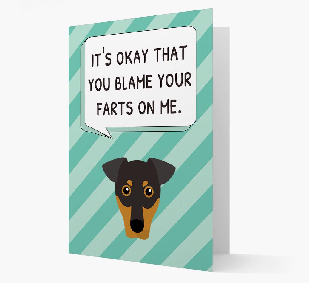 'Blame Your Farts on Me' Card with {breedFullName} Icon
