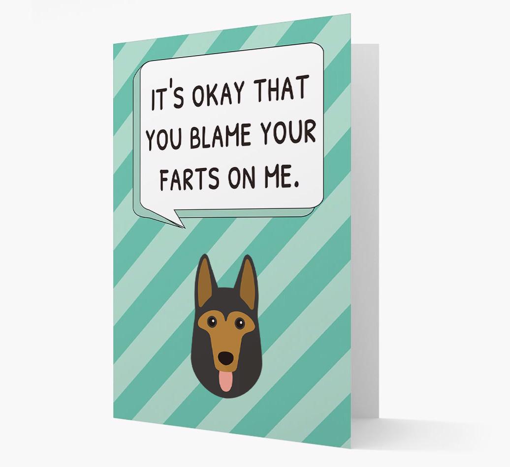 'Blame Your Farts on Me' Card with {breedFullName} Icon