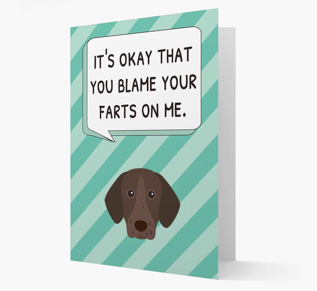 'Blame Your Farts on Me' Card with {breedFullName} Icon