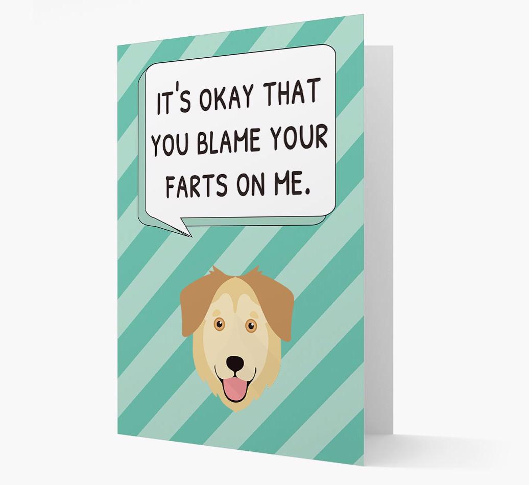'Blame Your Farts on Me' Card with {breedFullName} Icon