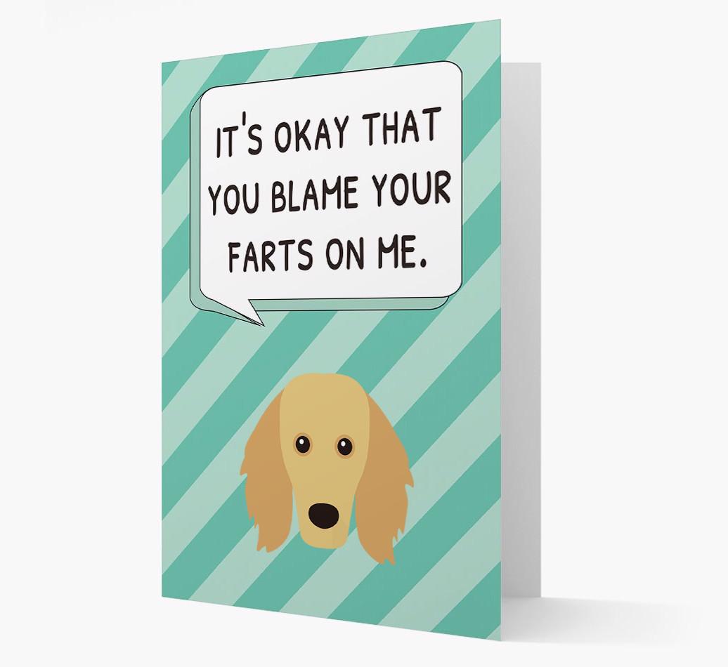 'Blame Your Farts on Me' Card with {breedFullName} Icon