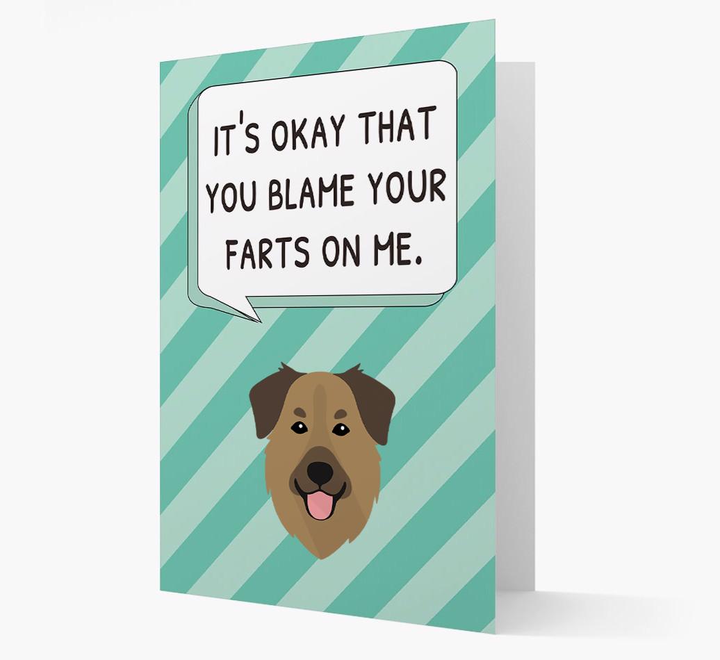 'Blame Your Farts on Me' Card with {breedFullName} Icon