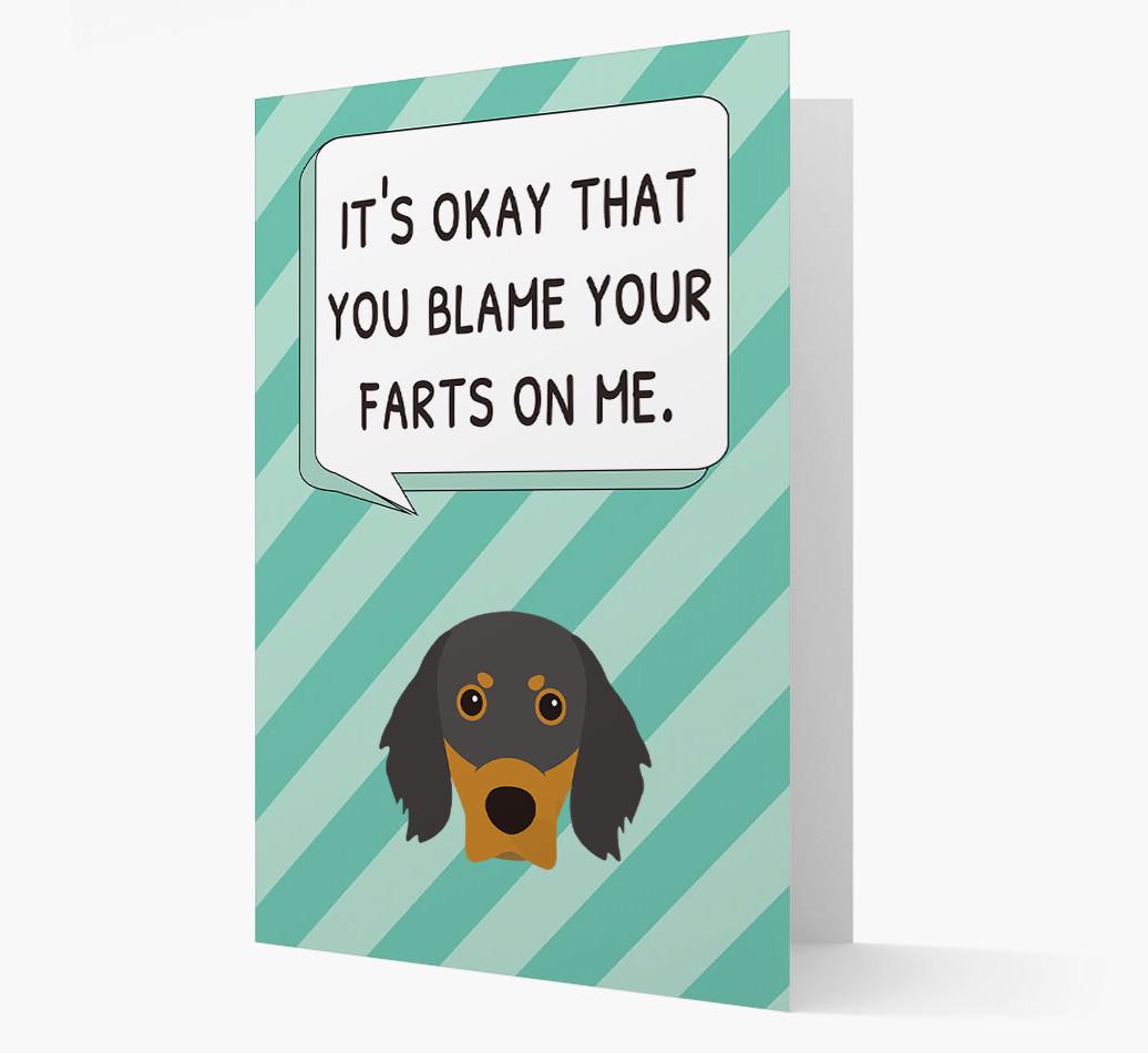 'Blame Your Farts on Me' Card with {breedFullName} Icon