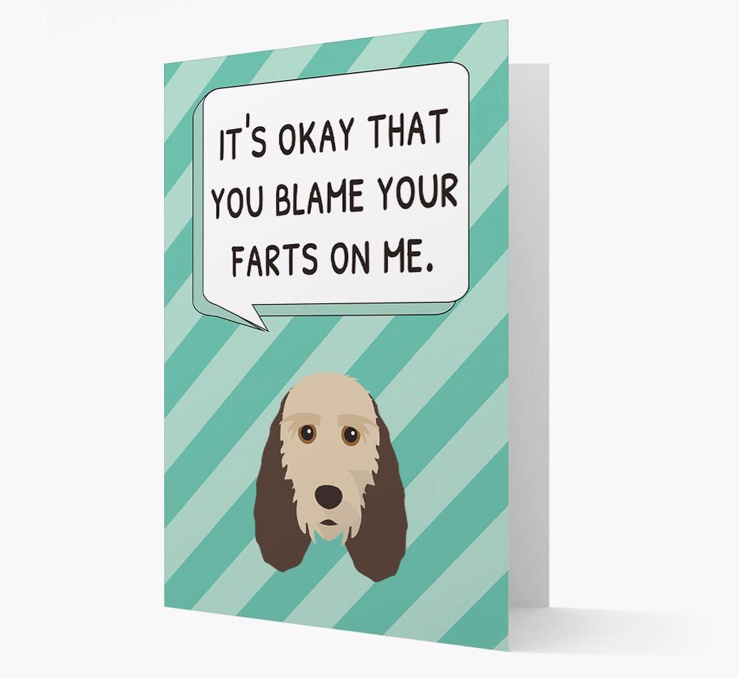 'Blame Your Farts on Me' Card with {breedFullName} Icon