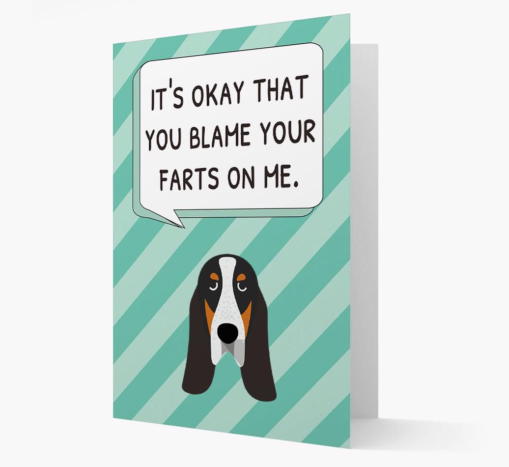 'Blame Your Farts on Me' Card with {breedFullName} Icon