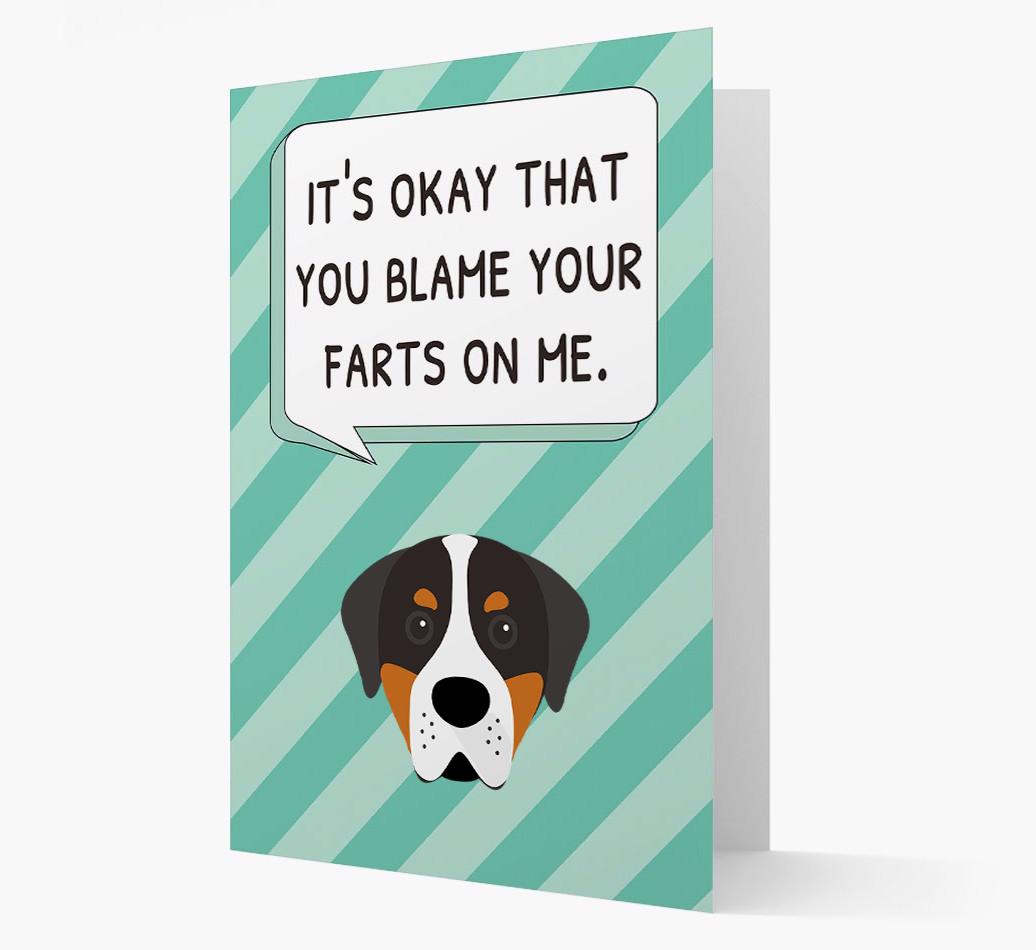 'Blame Your Farts on Me' Card with {breedFullName} Icon