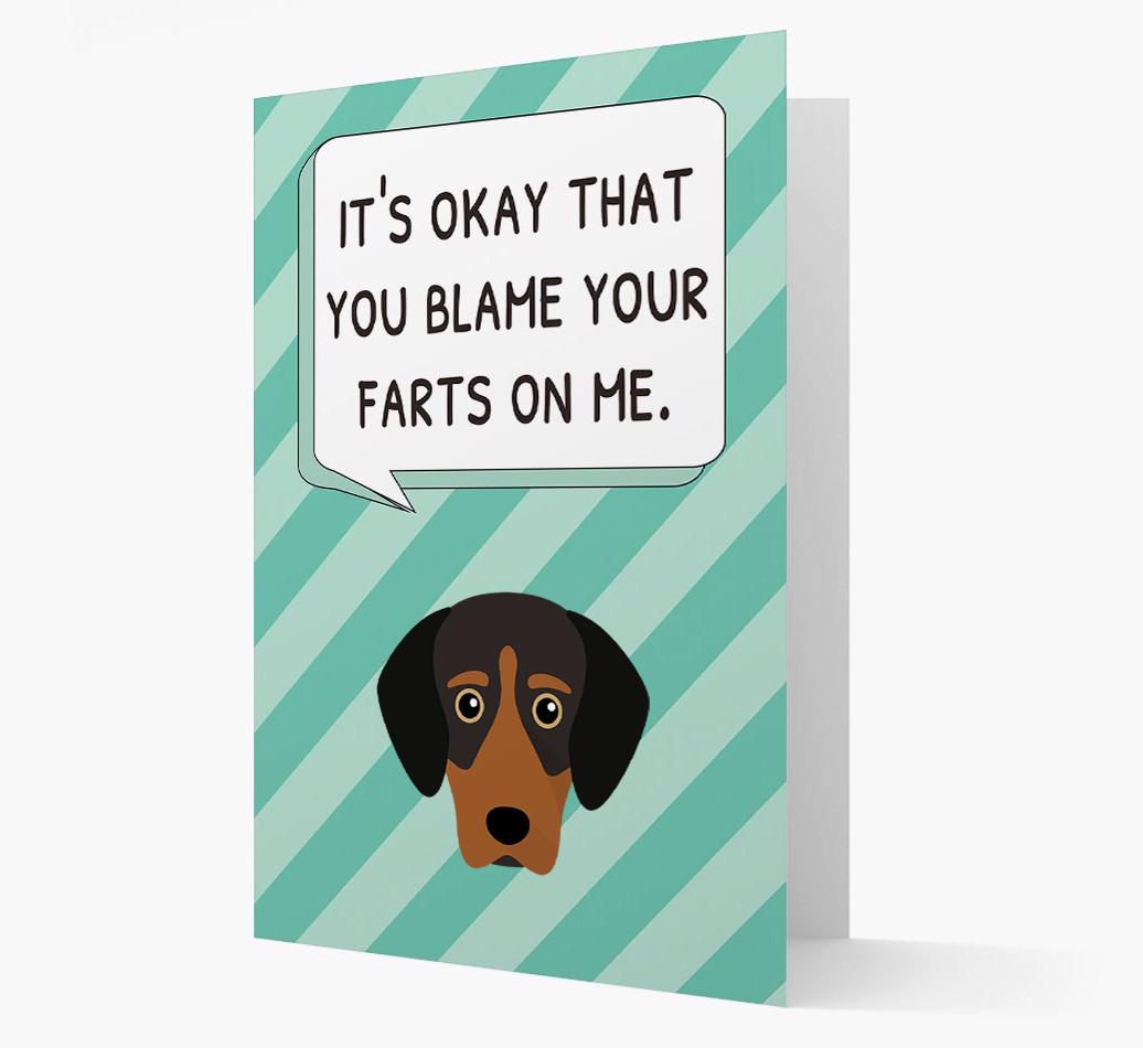 'Blame Your Farts on Me' Card with {breedFullName} Icon