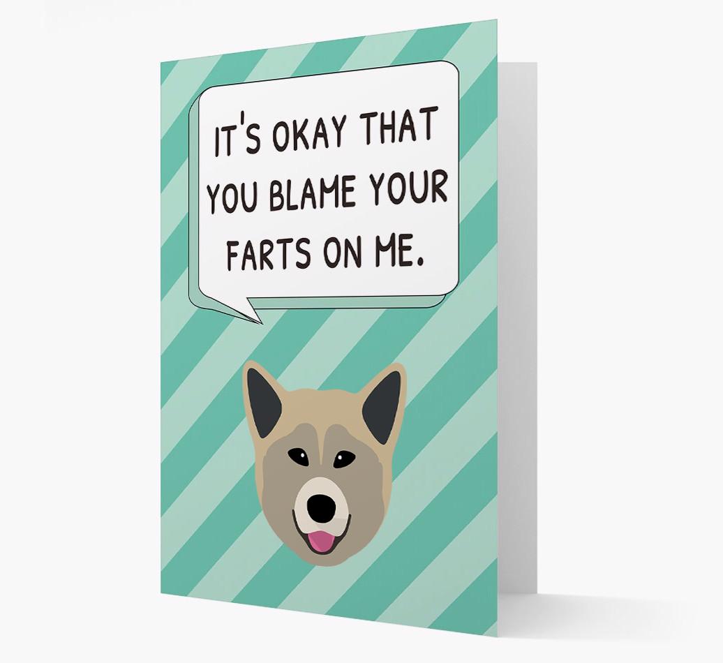 'Blame Your Farts on Me' Card with {breedFullName} Icon