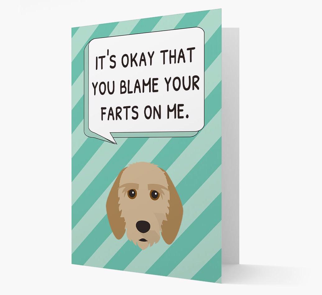 'Blame Your Farts on Me' Card with {breedFullName} Icon