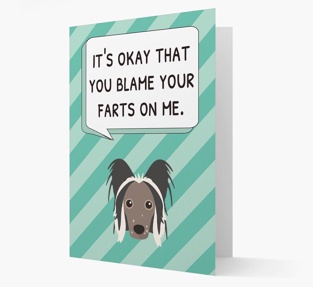 'Blame Your Farts on Me' Card with {breedFullName} Icon