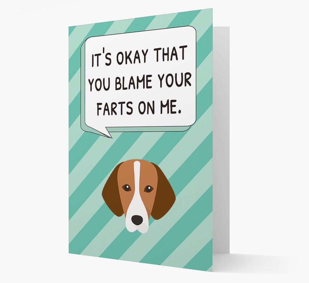 'Blame Your Farts on Me' Card with {breedFullName} Icon