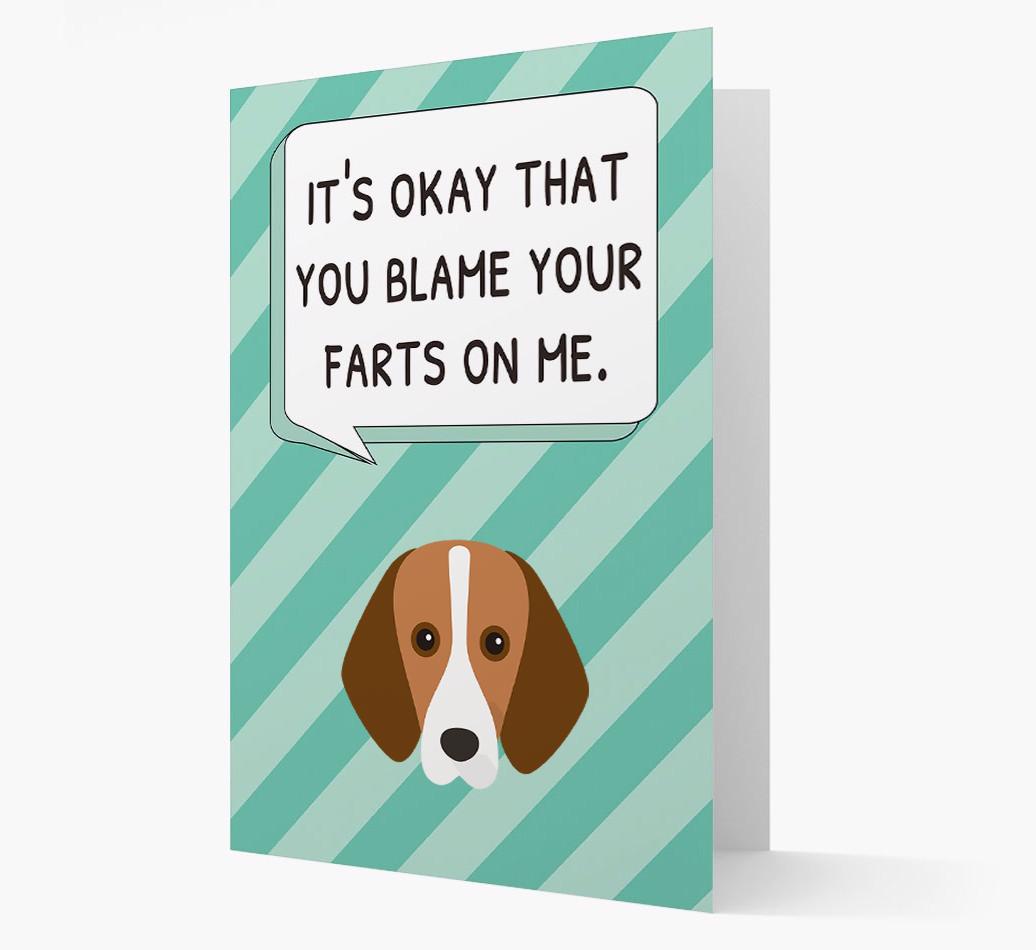 'Blame Your Farts on Me' Card with {breedFullName} Icon