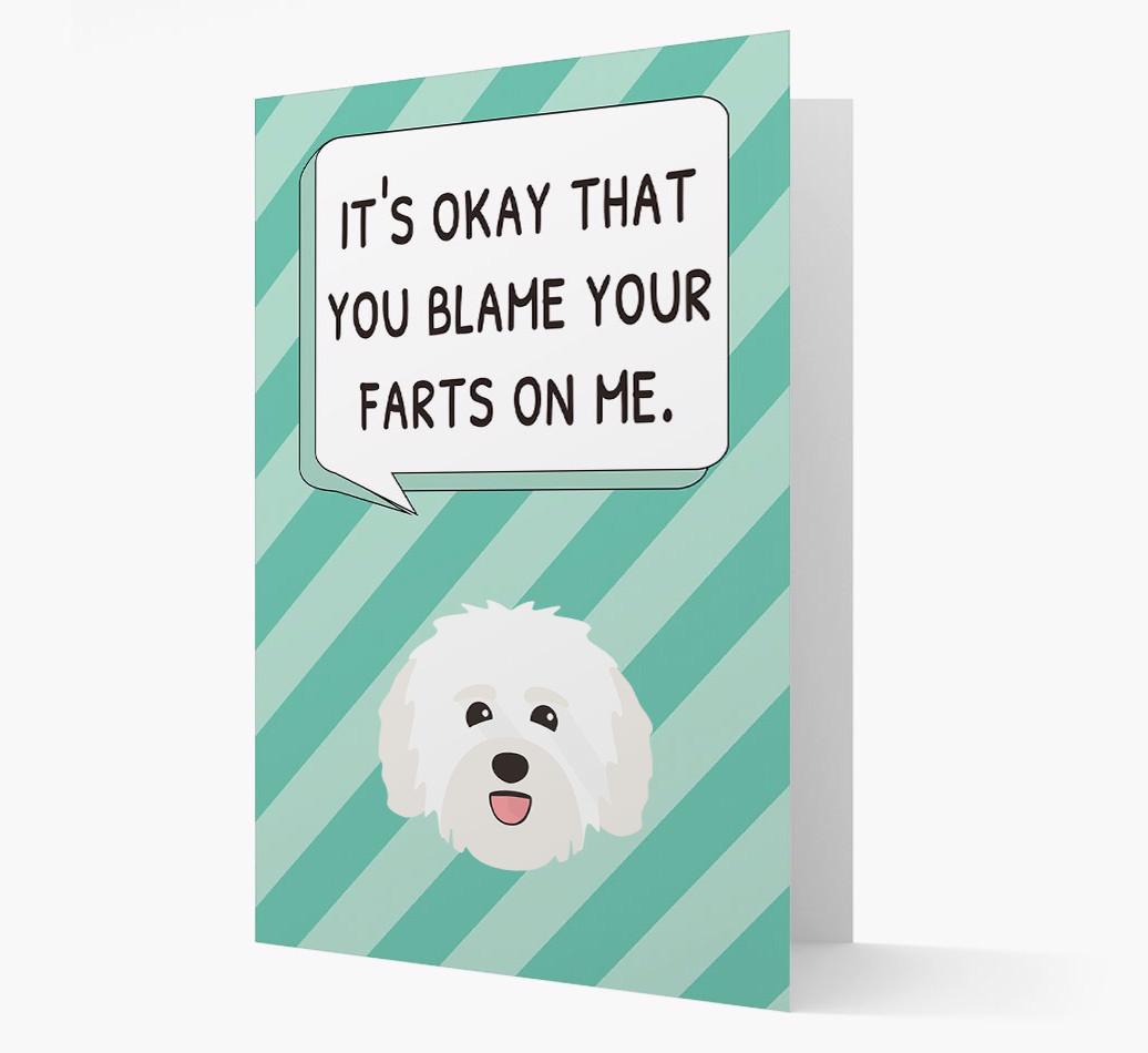 'Blame Your Farts on Me' Card with {breedFullName} Icon