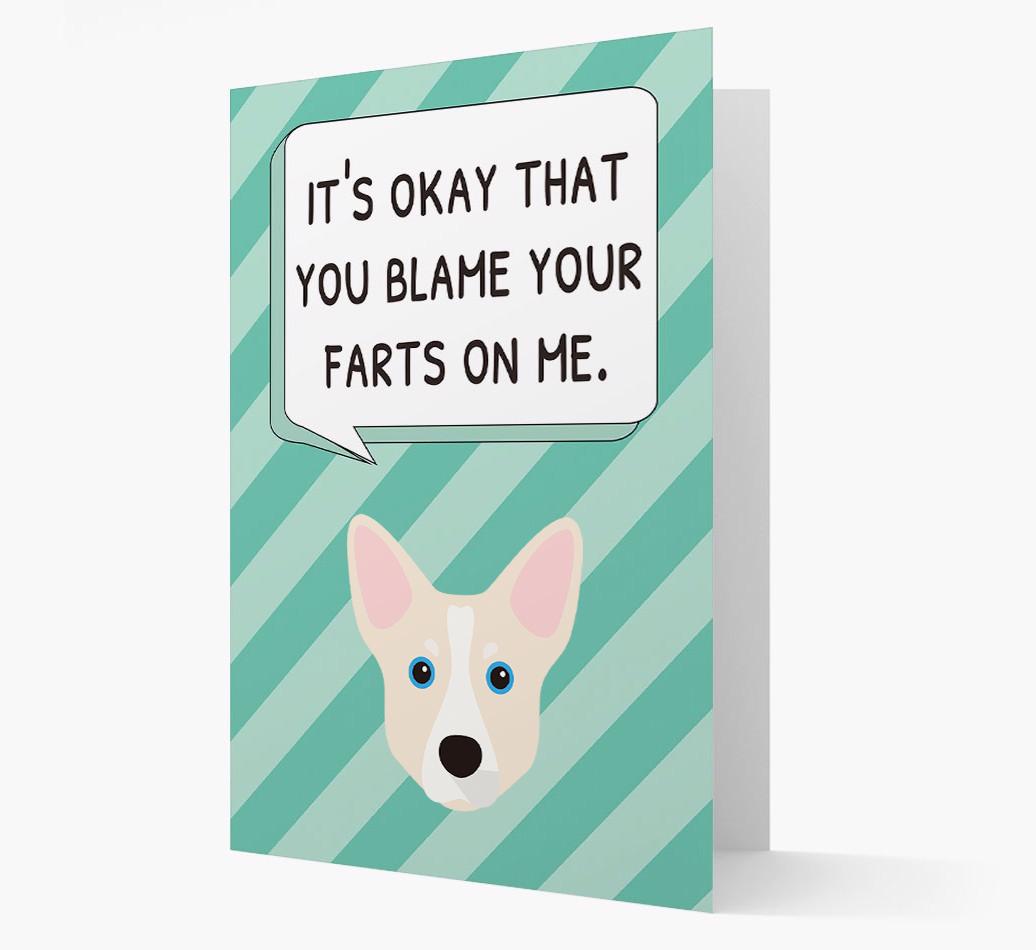 'Blame Your Farts on Me' Card with {breedFullName} Icon