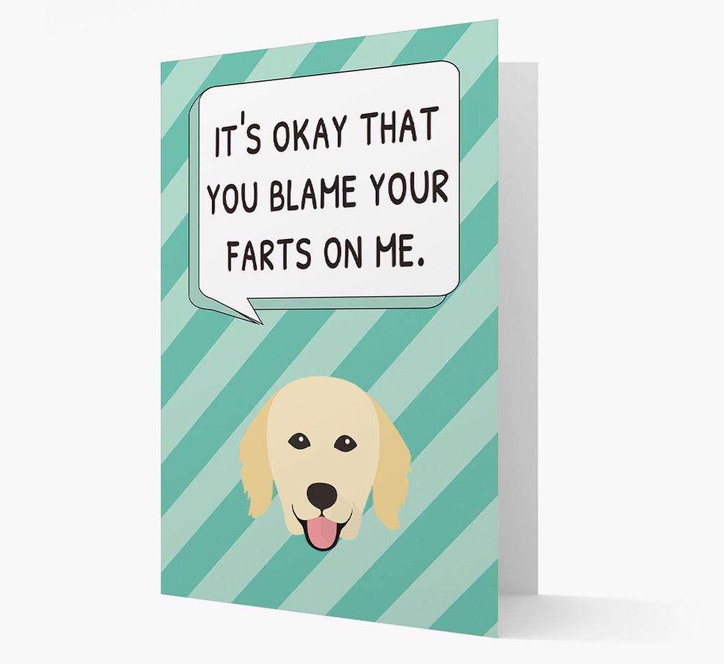 'Blame Your Farts on Me' Card with {breedFullName} Icon