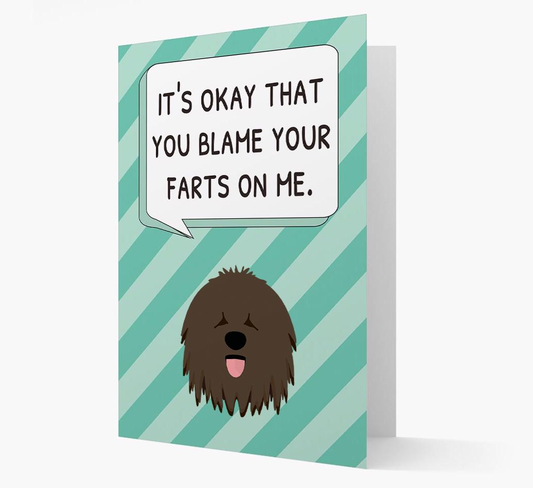 'Blame Your Farts on Me' Card with {breedFullName} Icon