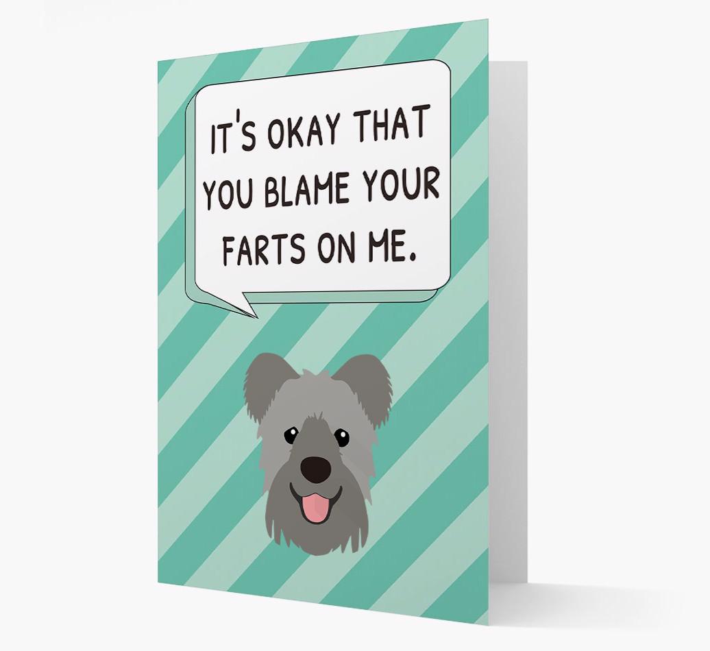 'Blame Your Farts on Me' Card with {breedFullName} Icon