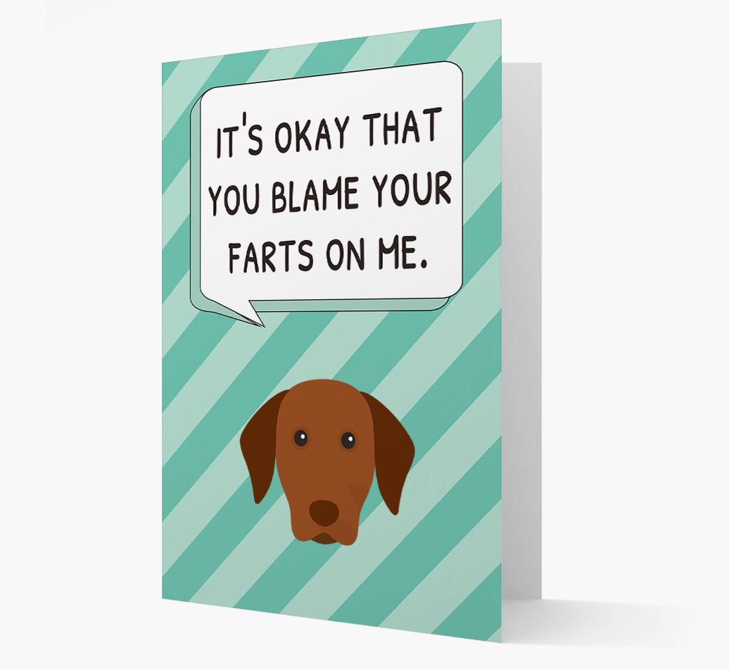 'Blame Your Farts on Me' Card with {breedFullName} Icon