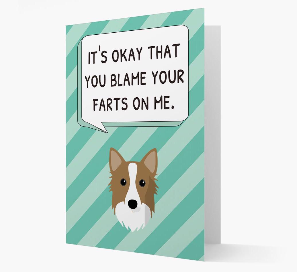 'Blame Your Farts on Me' Card with {breedFullName} Icon