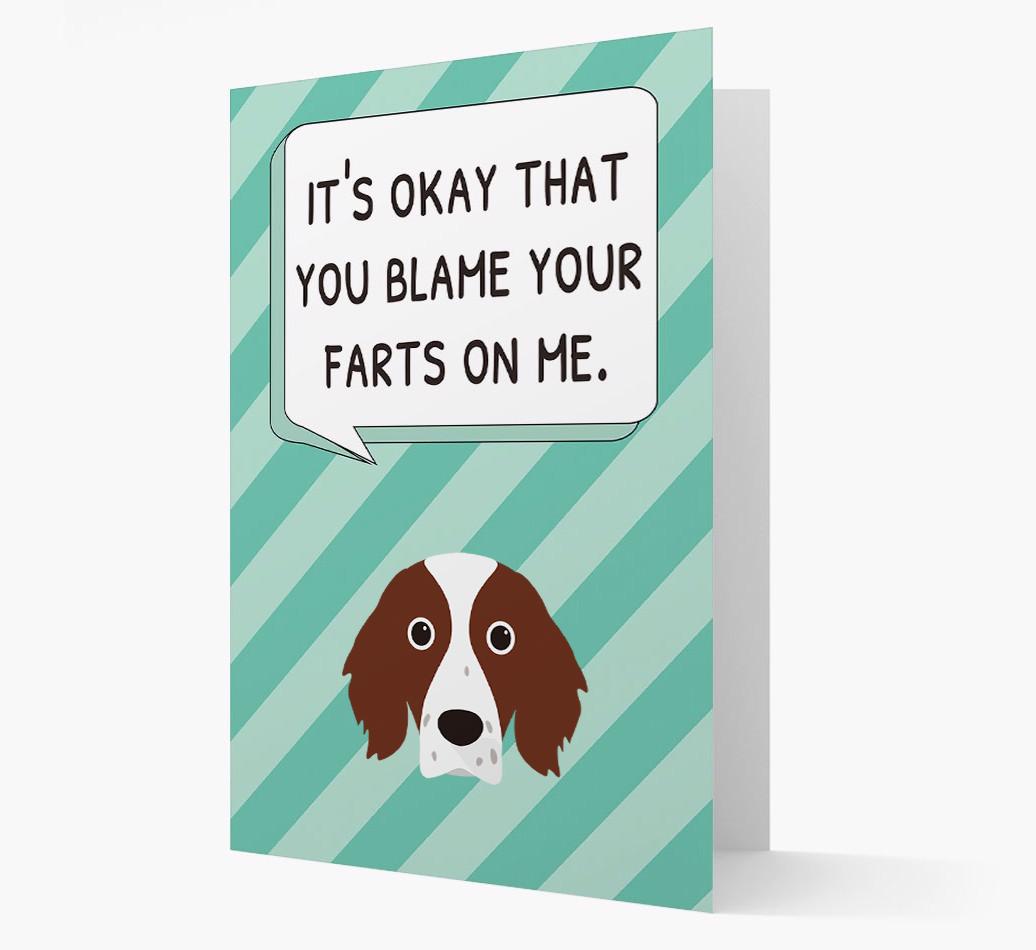 'Blame Your Farts on Me' Card with {breedFullName} Icon