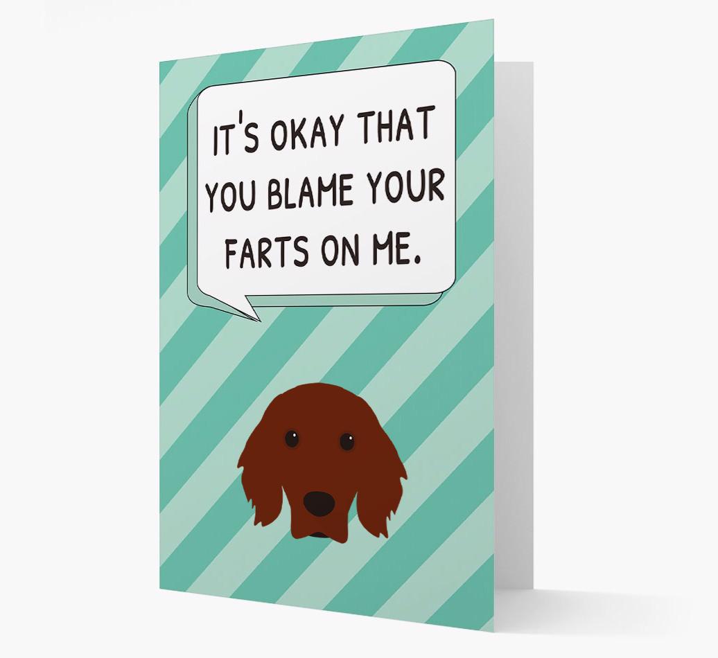 'Blame Your Farts on Me' Card with {breedFullName} Icon