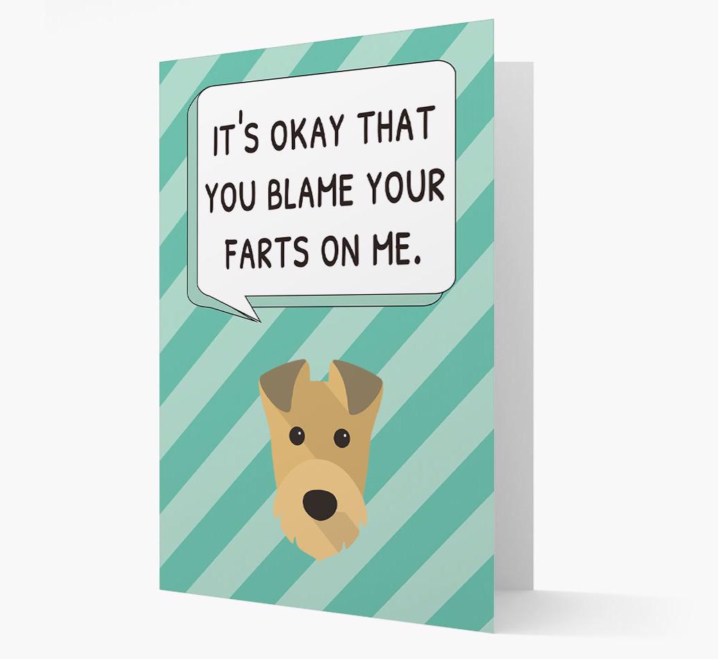 'Blame Your Farts on Me' Card with {breedFullName} Icon