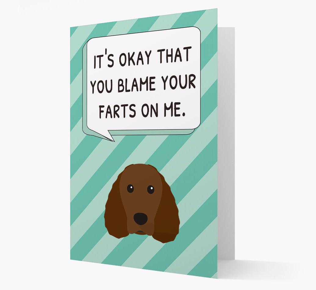 'Blame Your Farts on Me' Card with {breedFullName} Icon