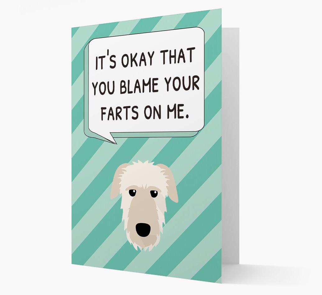 'Blame Your Farts on Me' Card with {breedFullName} Icon