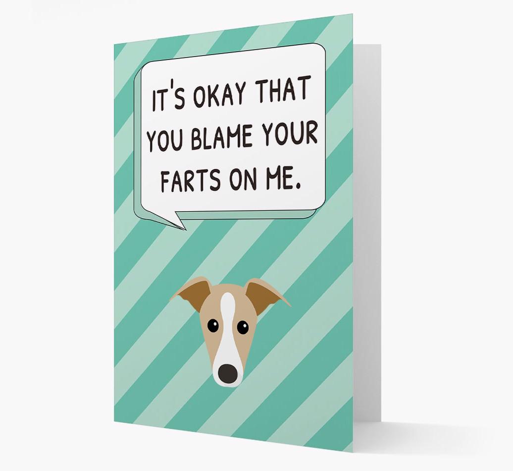 'Blame Your Farts on Me' Card with {breedFullName} Icon