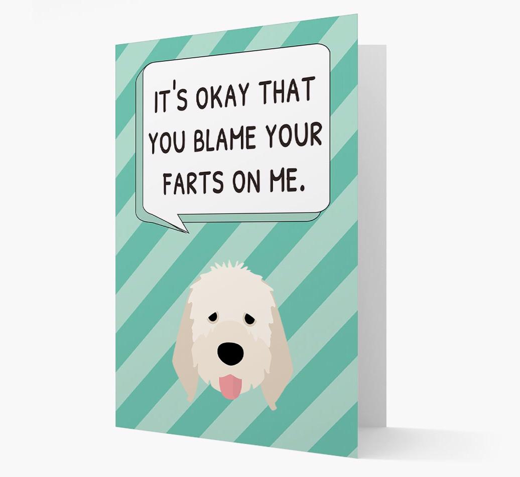 'Blame Your Farts on Me' Card with {breedFullName} Icon
