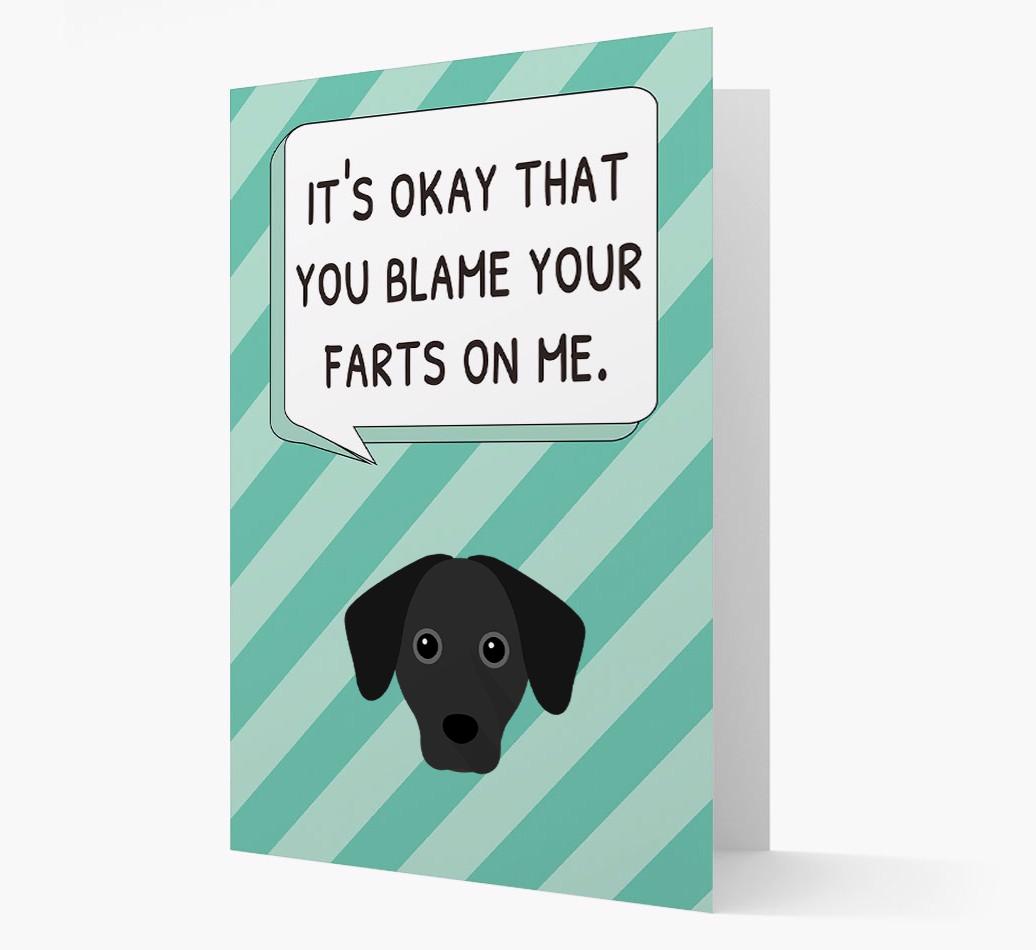 'Blame Your Farts on Me' Card with {breedFullName} Icon