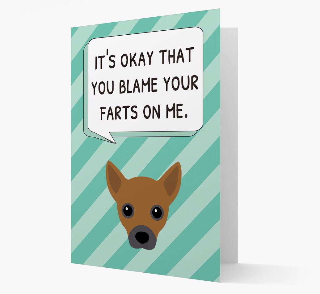 'Blame Your Farts on Me' Card with {breedFullName} Icon