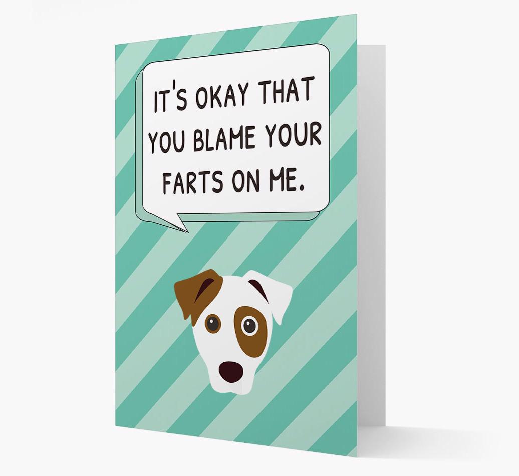 'Blame Your Farts on Me' Card with {breedFullName} Icon