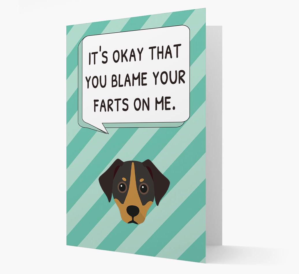 'Blame Your Farts on Me' Card with {breedFullName} Icon